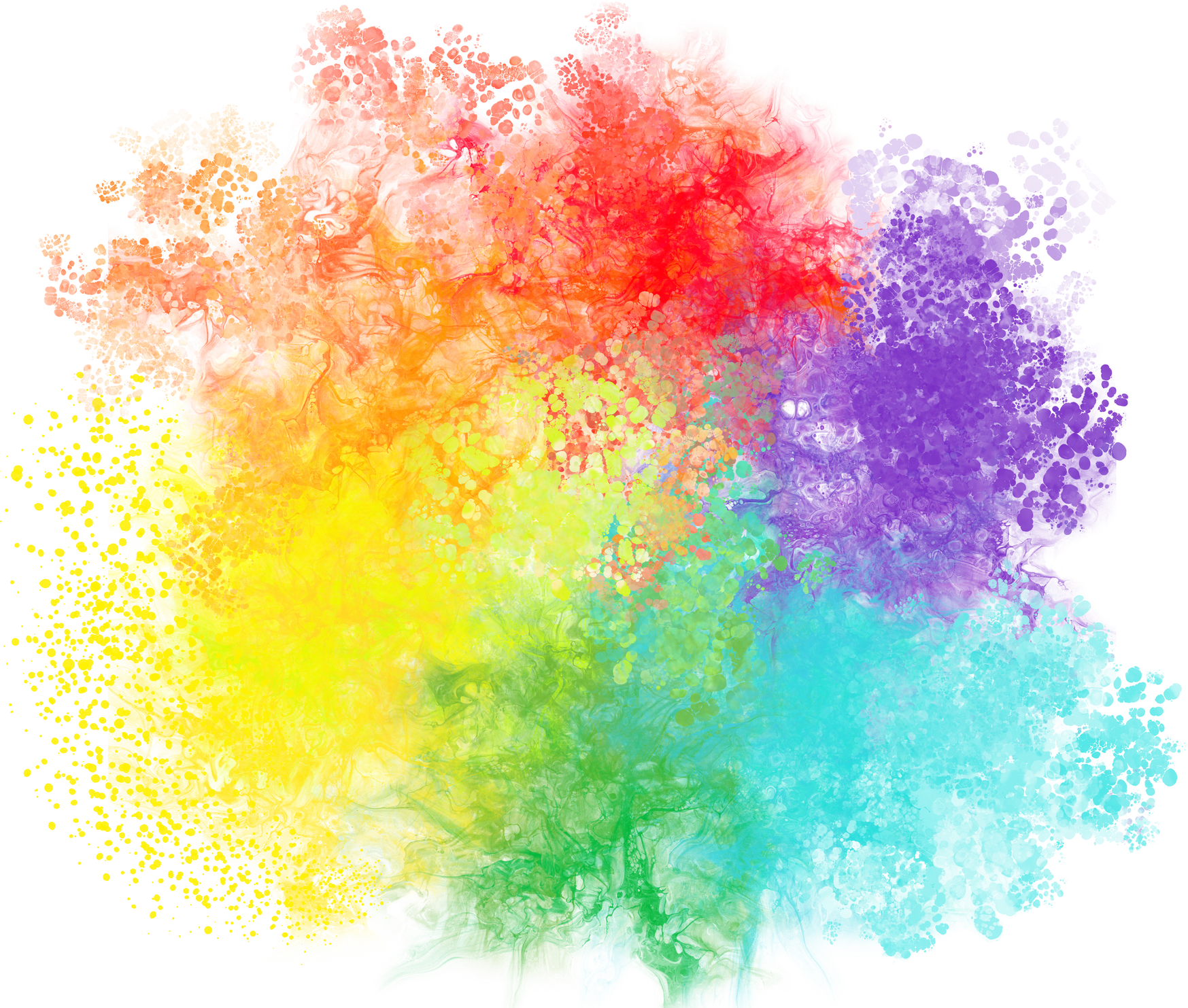 Multi-colored decor brushstrokes paint stains rainbow
